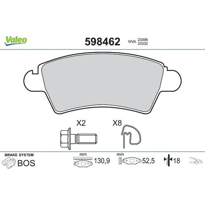 Valeo Bremsbelagsatz 598462 Valeo Bremsbelagsatz 598462
