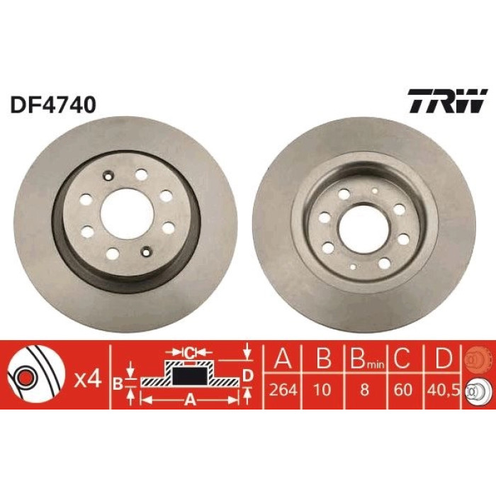 TRW Bremsscheibe Fiat Grande Punto/Evo 07 DF4740 TRW Bremsscheibe Fiat Grande Punto/Evo 07 DF4740