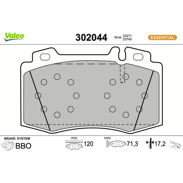 Valeo Bremsbelagsatz 302044 Valeo Bremsbelagsatz 302044
