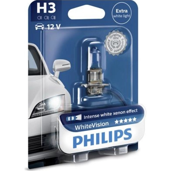 12336WHVB1 PHILIPS H3 Halogenlampe WhiteVision 12 V 55 W PK22s, 1 Stück - 12336WHVB1 - l 12336WHVB1 PHILIPS H3 Halogenlampe WhiteVision 12 V 55 W PK22s, 1 Stück - 12336WHVB1 - l