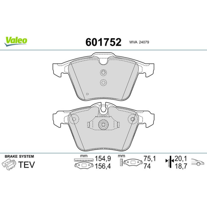 Valeo Bremsbelagsatz 601752 Valeo Bremsbelagsatz 601752