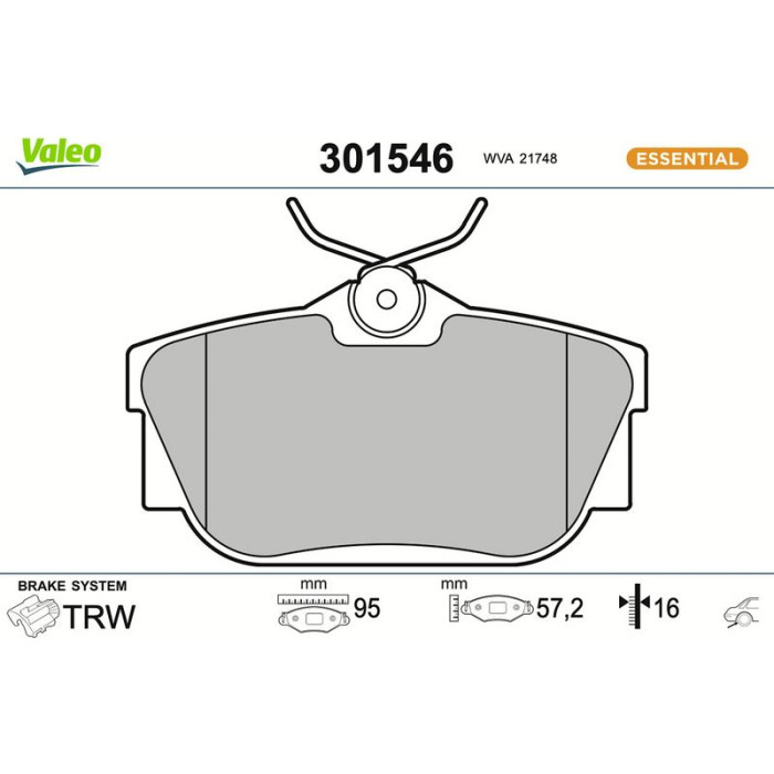 Valeo Bremsbelagsatz 301546 Valeo Bremsbelagsatz 301546