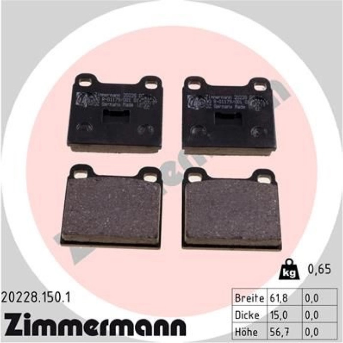 ZIMMERMANN Bremsbeläge 20228.150.1 ZIMMERMANN Bremsbeläge 20228.150.1