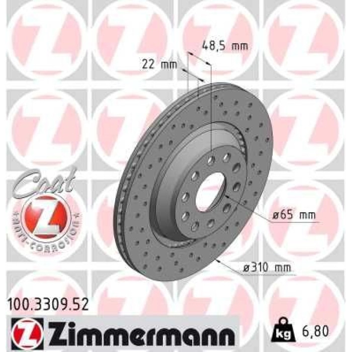 Zimmermann 17 482 018 Sport Bremsscheibe Hinterachse Sport 100.3309.52 Zimmermann 17 482 018 Sport Bremsscheibe Hinterachse Sport 100.3309.52