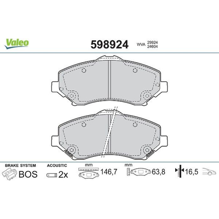 Valeo Bremsbelagsatz 598924 Valeo Bremsbelagsatz 598924