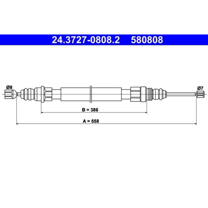 ATE Handbremsseil 24.3727-0808.2 ATE Handbremsseil 24.3727-0808.2