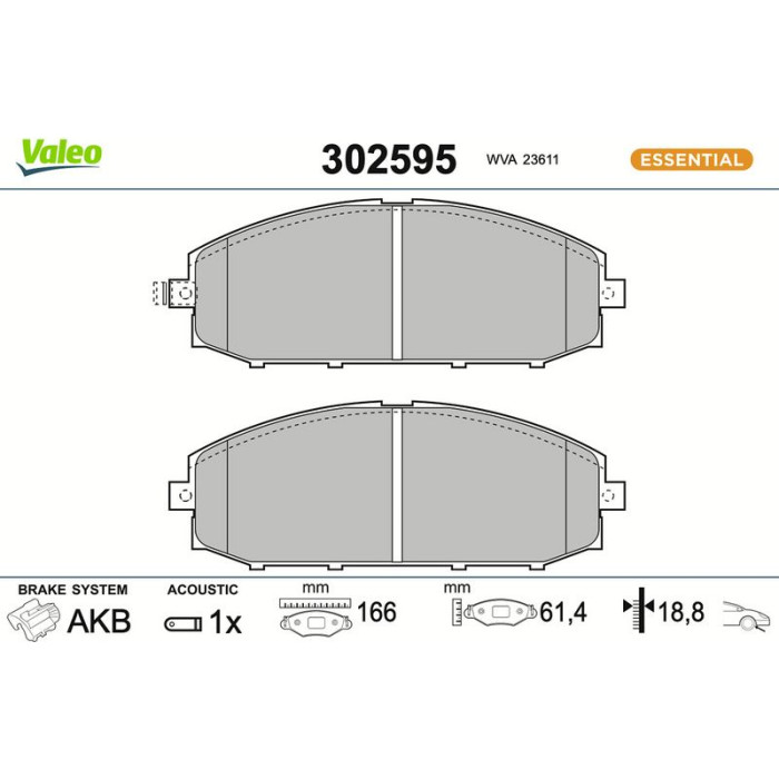 Valeo Bremsbelagsatz 302595 Valeo Bremsbelagsatz 302595