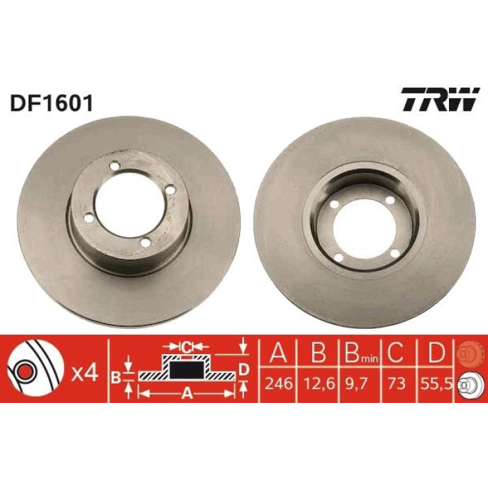 DF1601 TRW Bremsscheibe DF1601 DF1601 TRW Bremsscheibe DF1601