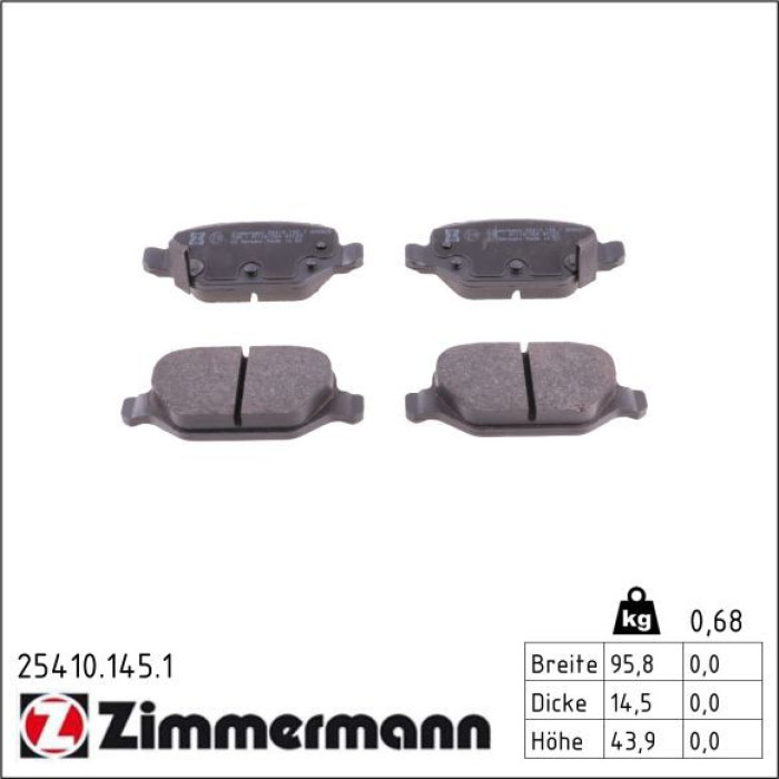 25410.145.1 ZIMMERMANN Bremsbeläge 25410.145.1 25410.145.1 ZIMMERMANN Bremsbeläge 25410.145.1