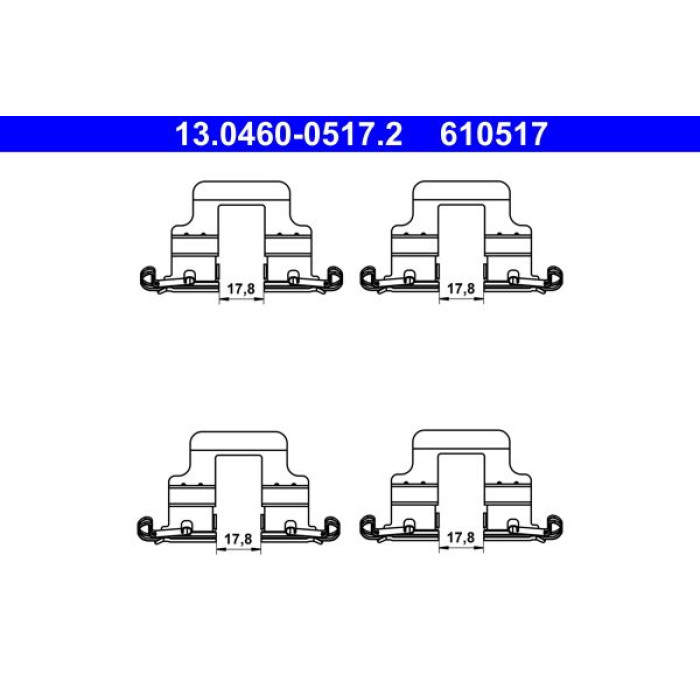 13.0460-0517.2 ATE Zubehörsatz Bremsbeläge 13.0460-0517.2 13.0460-0517.2 ATE Zubehörsatz Bremsbeläge 13.0460-0517.2