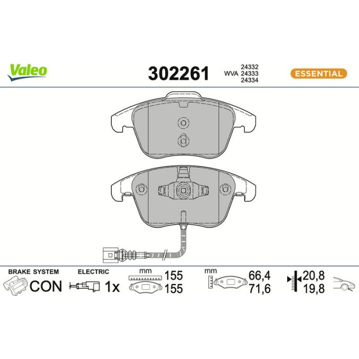 302261 Valeo Bremsbelagsatz 302261 302261 Valeo Bremsbelagsatz 302261