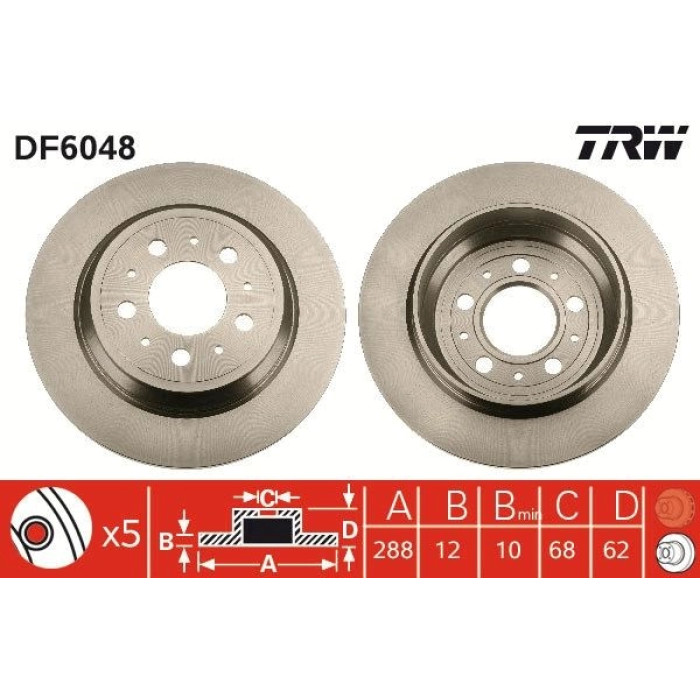 TRW Bremsscheibe Hinterachse DF6048