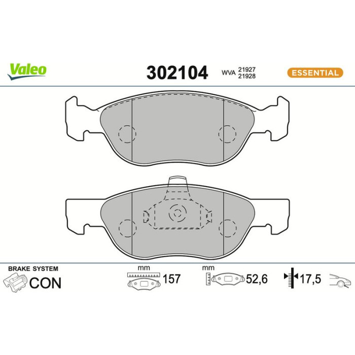 Valeo Bremsbelagsatz 302104 Valeo Bremsbelagsatz 302104