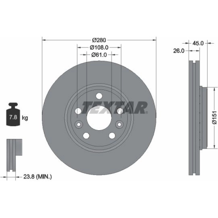 Textar Bremsscheibe 92257903 Textar Bremsscheibe 92257903