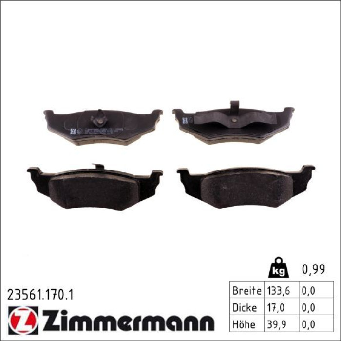 ZIMMERMANN Bremsbeläge 23561.170.1