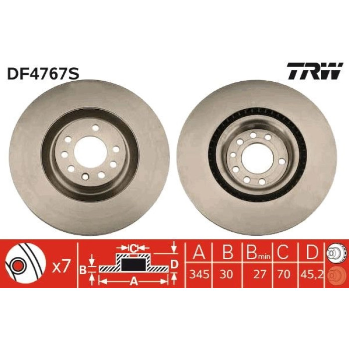 TRW Bremsscheibe DF4767S TRW Bremsscheibe DF4767S