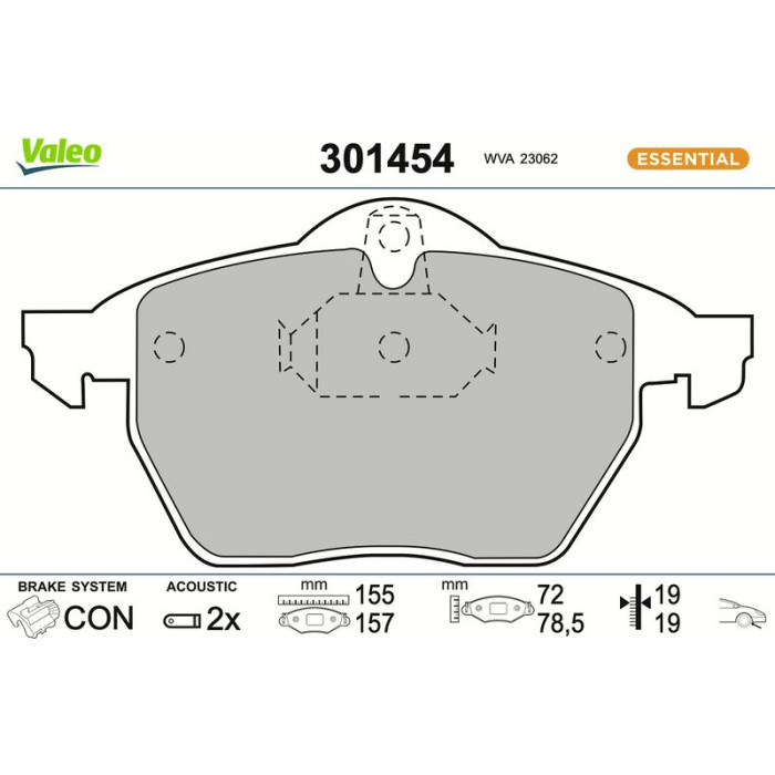 Valeo Bremsbelagsatz 301454 Valeo Bremsbelagsatz 301454