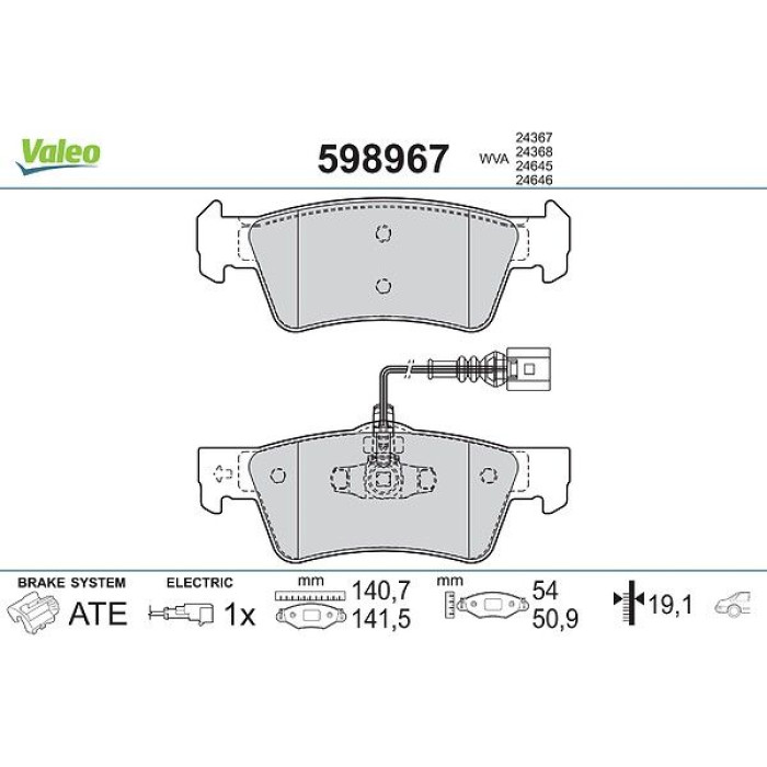 Valeo Bremsbelagsatz 598967 Valeo Bremsbelagsatz 598967