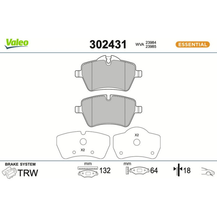 Valeo Bremsbelagsatz 302431 Valeo Bremsbelagsatz 302431