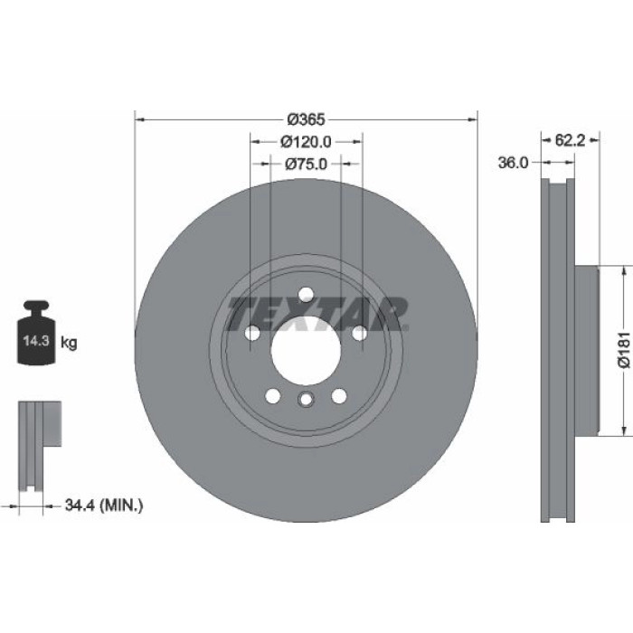 Textar Bremsscheibe 92161005 – 365 mm Textar Bremsscheibe 92161005 – 365 mm