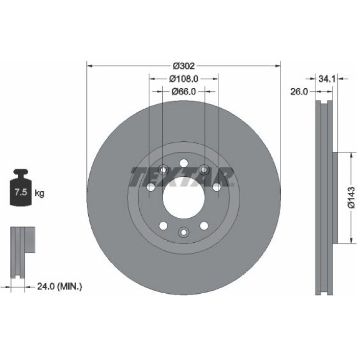 Textar Bremsscheibe 92268103 Textar Bremsscheibe 92268103