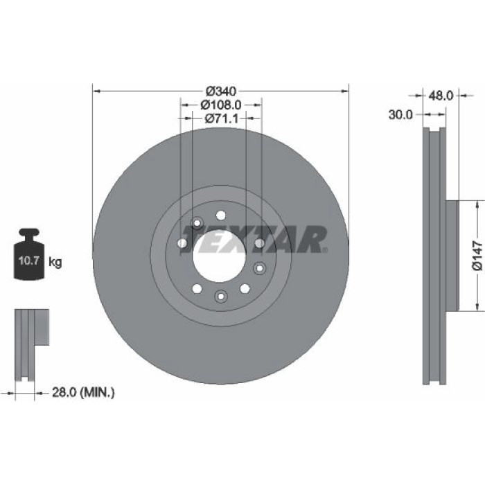 Textar Bremsscheibe 92256003 – 340 mm
