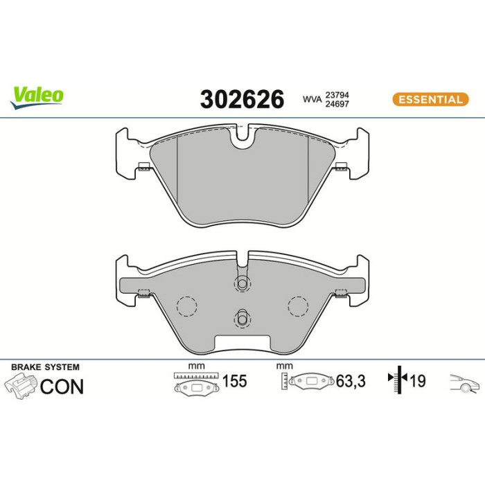 Valeo Bremsbelagsatz 302626 Valeo Bremsbelagsatz 302626
