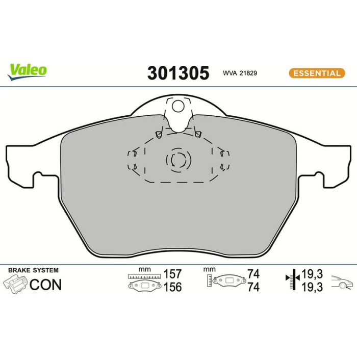Valeo Bremsbelagsatz 301305 Valeo Bremsbelagsatz 301305