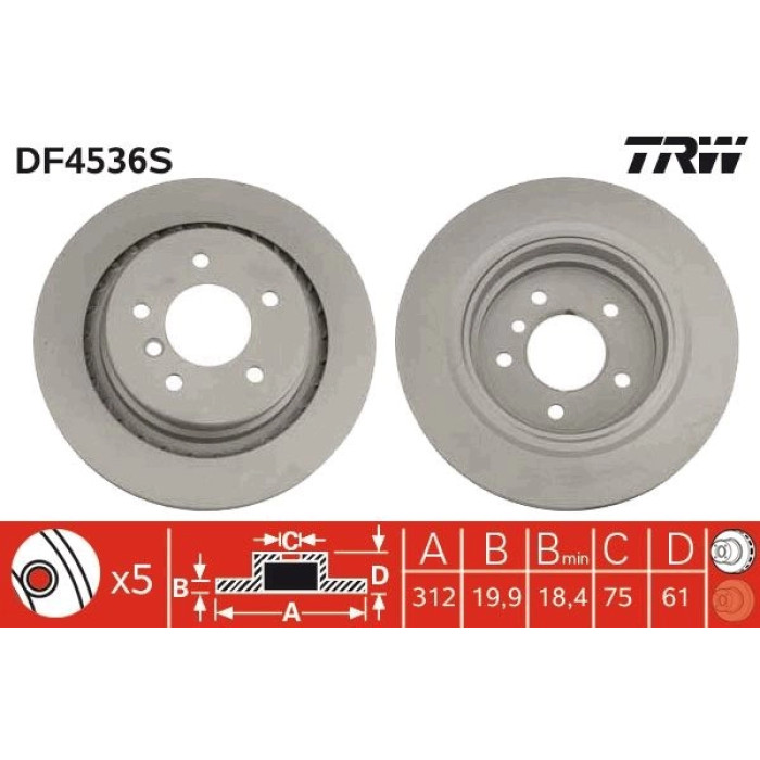 TRW Bremsscheibe DF4536S TRW Bremsscheibe DF4536S