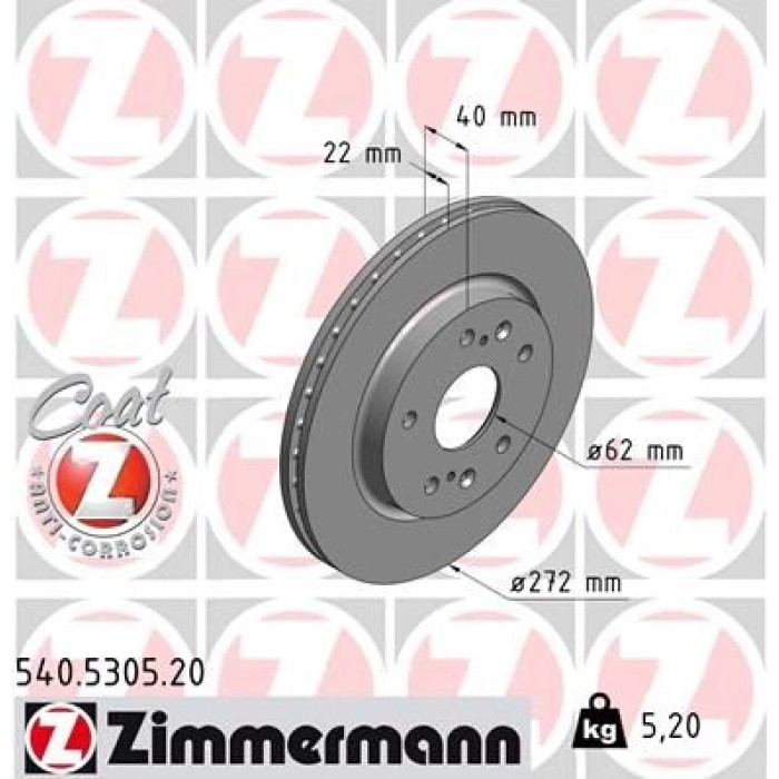 Zimmermann Bremsscheibe Vorderachse 540.5305.20 Zimmermann Bremsscheibe Vorderachse 540.5305.20