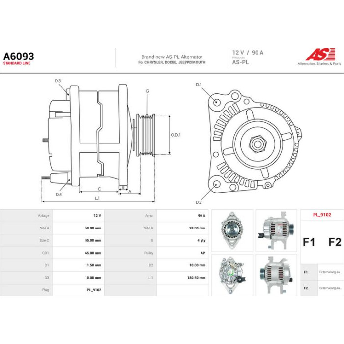 A6093 AS-PL Lichtmaschine (Generator) A6093