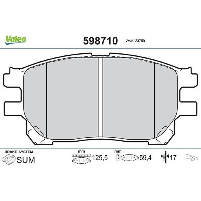 Valeo Bremsbelagsatz 598710 Valeo Bremsbelagsatz 598710