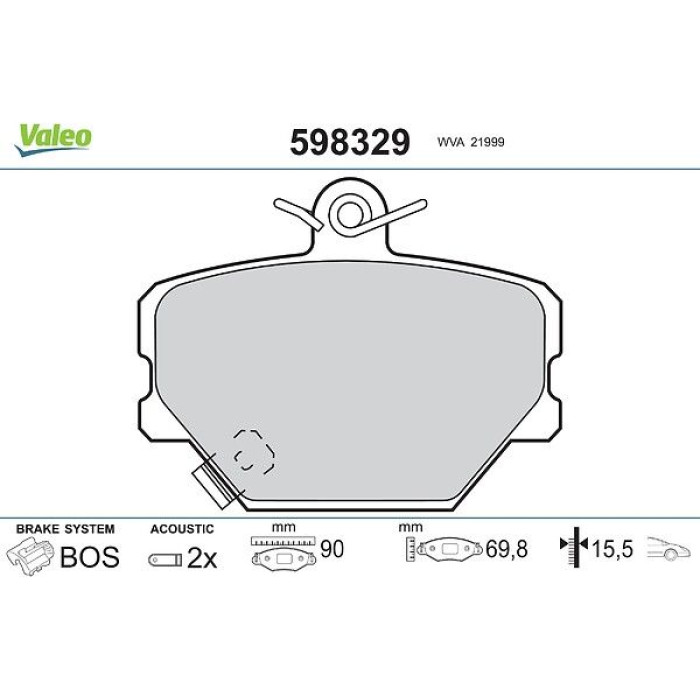 Valeo Bremsbelagsatz 598329 Valeo Bremsbelagsatz 598329