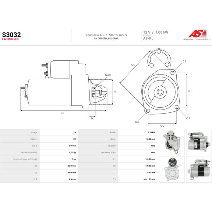 S3032 AS-PL Anlasser (Starter) S3032