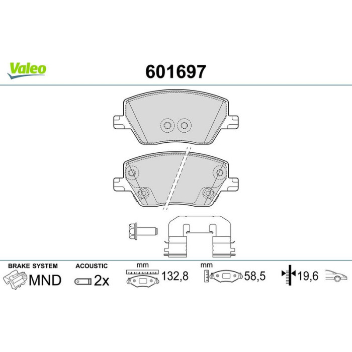 Valeo Bremsbelagsatz 601697 Valeo Bremsbelagsatz 601697