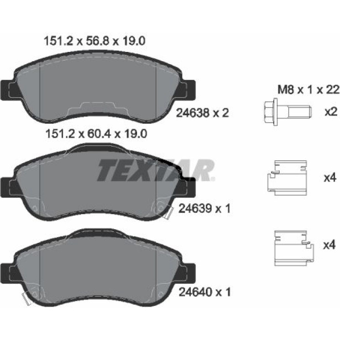 Textar Bremsbelagsatz 2463801 Textar Bremsbelagsatz 2463801