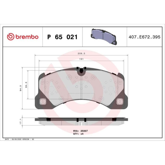 P 65 021 Brembo Prime Bremsbelagsatz Vorderachse – P 65 021 – nicht für Carbon-Keramik-Bremsscheiben – OE Nummer 7P0698151G P 65 021 Brembo Prime Bremsbelagsatz Vorderachse – P 65 021 – nicht für Carbon-Keramik-Bremsscheiben – OE Nummer 7P0698151G