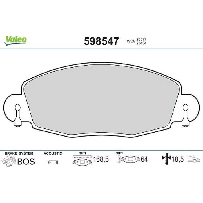 Valeo Bremsbelagsatz 598547 Valeo Bremsbelagsatz 598547