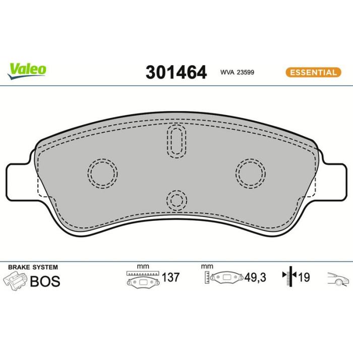 301464 Valeo Bremsbelagsatz 301464 301464 Valeo Bremsbelagsatz 301464