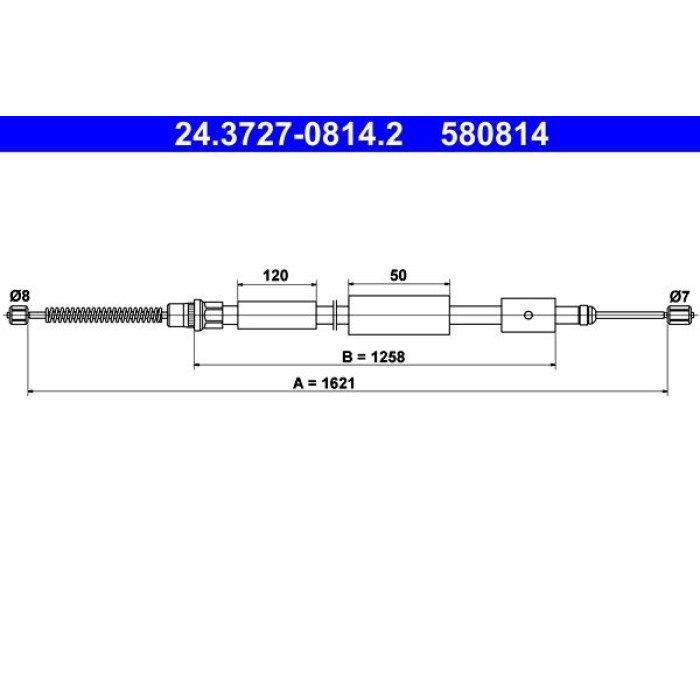 ATE Handbremsseil 24.3727-0814.2 ATE Handbremsseil 24.3727-0814.2