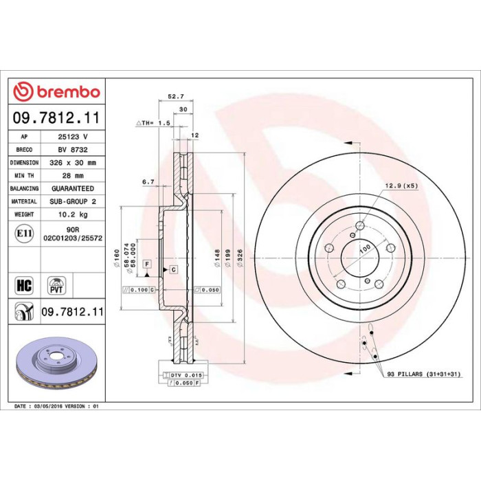 Brembo Bremsscheibe Vorderachse 09.7812.11 Brembo Bremsscheibe Vorderachse 09.7812.11