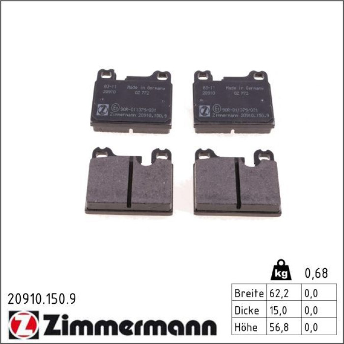 20910.150.9 ZIMMERMANN Bremsbeläge 20910.150.9 20910.150.9 ZIMMERMANN Bremsbeläge 20910.150.9