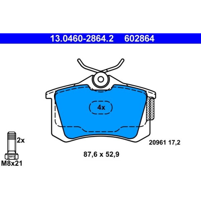 13.0460-2864.2 ATE Bremsbelagsatz VW Hinterachse Lupo/Polo 1, 2-1, 8 99-09 13.0460-2864.2 13.0460-2864.2 ATE Bremsbelagsatz VW Hinterachse Lupo/Polo 1, 2-1, 8 99-09 13.0460-2864.2