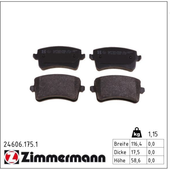 ZIMMERMANN Bremsbeläge 24606.175.1 ZIMMERMANN Bremsbeläge 24606.175.1