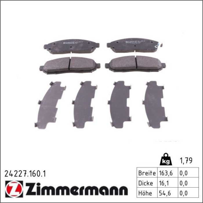 ZIMMERMANN Bremsbeläge 24227.160.1 ZIMMERMANN Bremsbeläge 24227.160.1