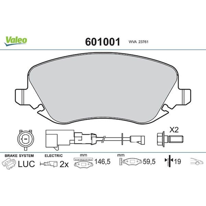 Valeo Bremsbelagsatz 601001 Valeo Bremsbelagsatz 601001