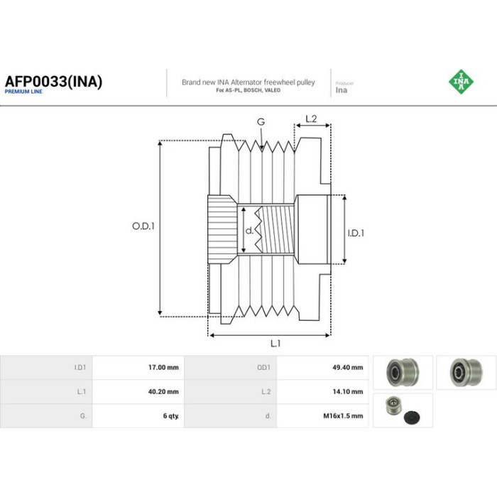 AFP0033(INA) AS-PL Lichtmaschinenfreilauf AFP0033(INA) AFP0033(INA) AS-PL Lichtmaschinenfreilauf AFP0033(INA)