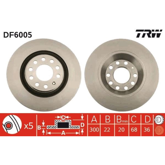 TRW Bremsscheibe VW A4 03-09 DF6005 TRW Bremsscheibe VW A4 03-09 DF6005