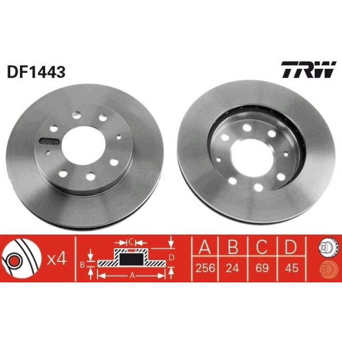 TRW Bremsscheibe DF1443 TRW Bremsscheibe DF1443
