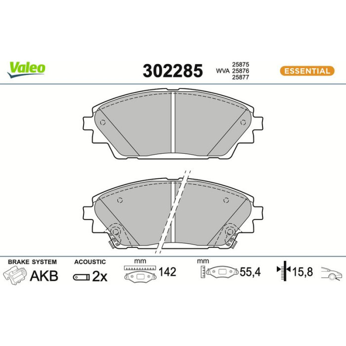 Valeo Bremsbelagsatz 302285 Valeo Bremsbelagsatz 302285